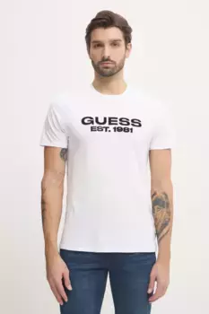 Хлопковая футболка Guess, белый