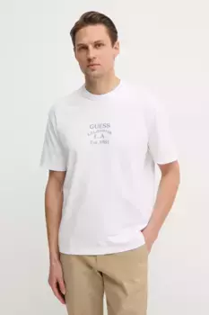 Хлопковая футболка Guess, белый