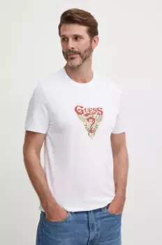 Хлопковая футболка Guess, белый