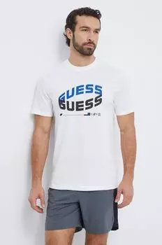 Хлопковая футболка Guess, бежевый