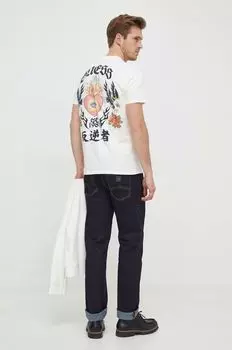 Хлопковая футболка Guess, бежевый