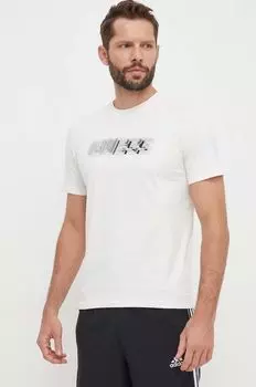 Хлопковая футболка Guess, бежевый