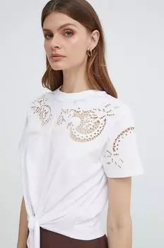 Хлопковая футболка Guess, бежевый