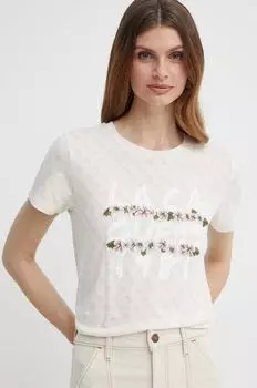 Хлопковая футболка Guess, бежевый