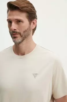 Хлопковая футболка Guess, бежевый