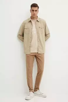 Хлопковая футболка Guess, бежевый