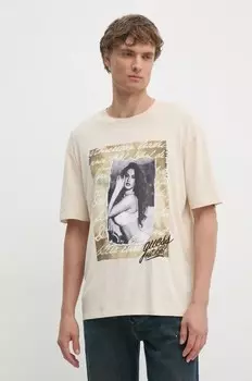 Хлопковая футболка Guess, бежевый