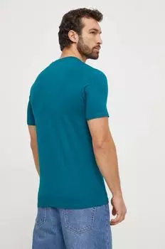 Хлопковая футболка Guess, бирюзовый