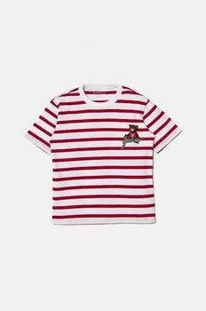 Хлопковая футболка Guess, бордовый