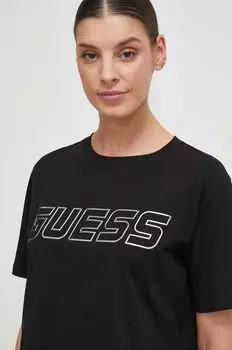 Хлопковая футболка Guess, черный