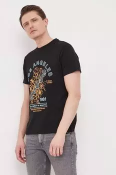 Хлопковая футболка Guess, черный