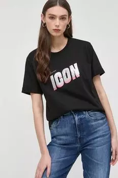 Хлопковая футболка Guess, черный