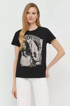 Хлопковая футболка Guess, черный
