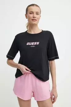 Хлопковая футболка Guess, черный