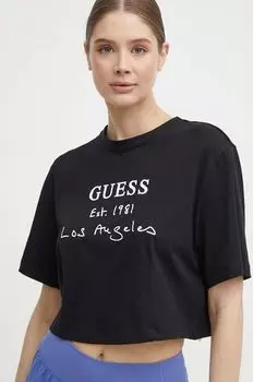Хлопковая футболка Guess, черный