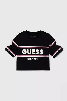 Хлопковая футболка Guess, черный