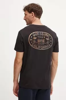Хлопковая футболка Guess, черный