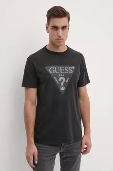 Хлопковая футболка Guess, черный