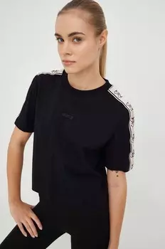 Хлопковая футболка Guess, черный