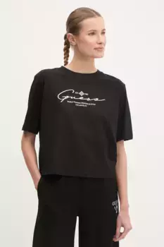 Хлопковая футболка Guess, черный