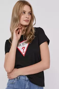 Хлопковая футболка Guess, черный