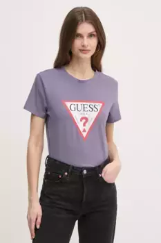 Хлопковая футболка Guess, фиолетовый