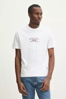 Хлопковая футболка Guess Jeans, белый