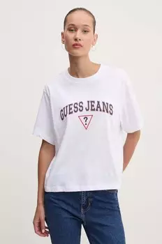 Хлопковая футболка Guess Jeans, белый