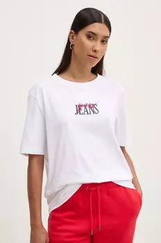 Хлопковая футболка Guess Jeans, белый