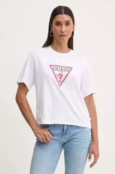 Хлопковая футболка Guess Jeans, белый