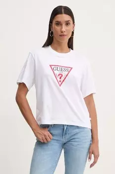 Хлопковая футболка Guess Jeans, белый