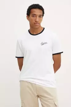 Хлопковая футболка Guess Jeans, белый