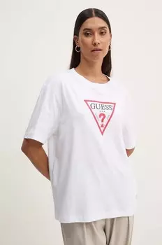 Хлопковая футболка Guess Jeans, белый