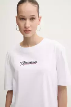 Хлопковая футболка Guess Jeans, белый