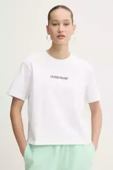 Хлопковая футболка Guess Jeans, белый