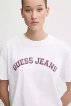 Хлопковая футболка Guess Jeans, белый