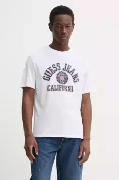 Хлопковая футболка Guess Jeans, белый