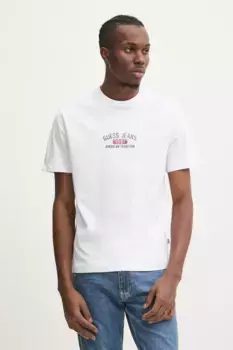 Хлопковая футболка Guess Jeans, белый