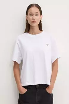 Хлопковая футболка Guess Jeans, белый