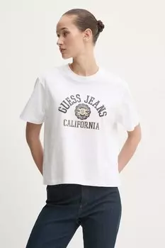 Хлопковая футболка Guess Jeans, белый