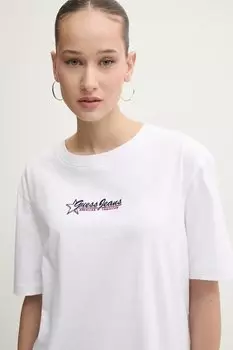 Хлопковая футболка Guess Jeans, белый