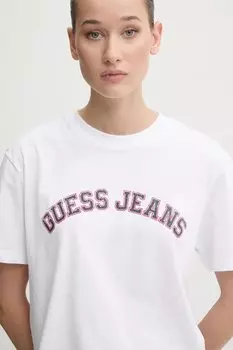 Хлопковая футболка Guess Jeans, белый