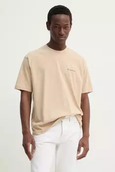 Хлопковая футболка Guess Jeans, бежевый