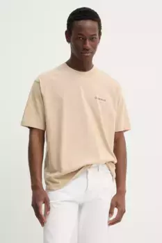 Хлопковая футболка Guess Jeans, бежевый