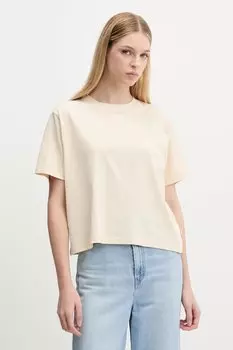 Хлопковая футболка Guess Jeans, бежевый