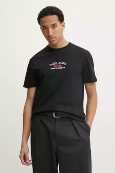 Хлопковая футболка Guess Jeans, черный