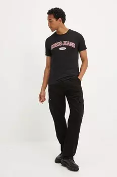 Хлопковая футболка Guess Jeans, черный