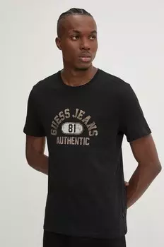 Хлопковая футболка Guess Jeans, черный