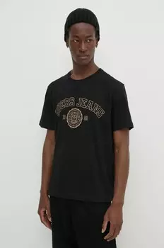 Хлопковая футболка Guess Jeans, черный