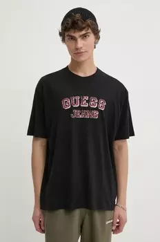 Хлопковая футболка Guess Jeans, черный